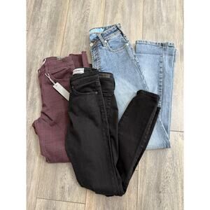 Denim Womens Jeans Bundle Lot 3 Pair Skinny Straight Blue Black Burgundy New